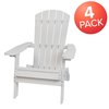 Flash Furniture White All-Weather Folding Adirondack Chairs, PK 4 4-JJ-C14505-WH-GG